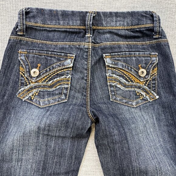 Mudd Womens Denim Capri Jeans Size 0 Embroidered Pockets Cuffed Hem Pockets Y2K - Picture 4 of 15